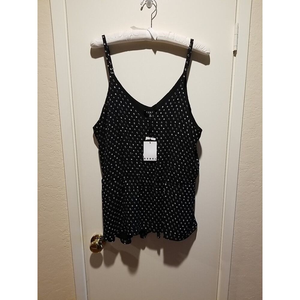 Rebel Wilson X Angels Polka Dot‎ Black White Sleeveless Blouse Top 2X Retail $89 - Picture 2 of 12